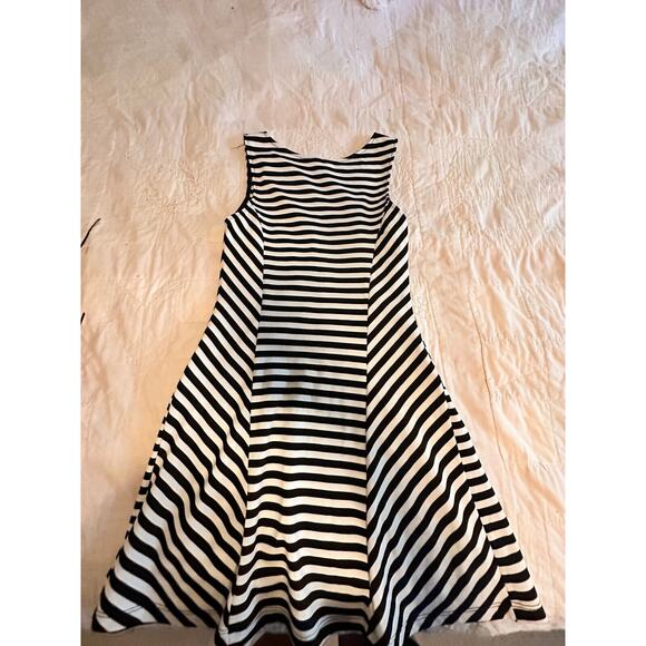 Agaci Black & White Stripe Dress Jumper - Size Small - Picture 2 of 3